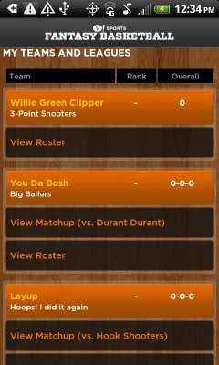Capture d'écran de l'application Yahoo! Fantasy Basketball 2012 - #2