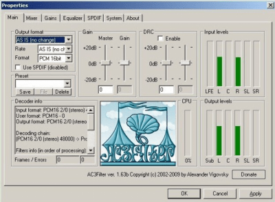 Capture d'écran de l'application AC3filter - #1