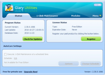 Capture d'écran de l'application Glary Utilities Portable - #1