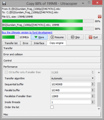 Capture d'écran de l'application Ultracopier Free - #3
