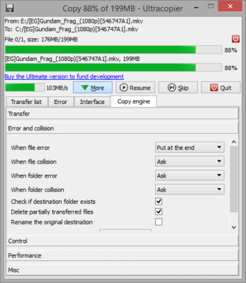 Capture d'écran de l'application Ultracopier Free - #5