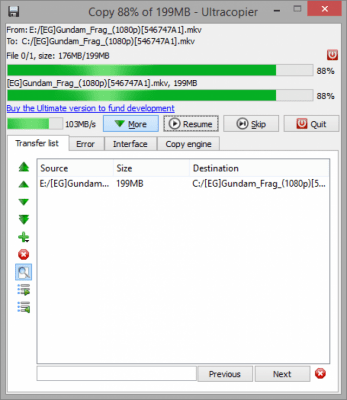 Capture d'écran de l'application Ultracopier Free - #6