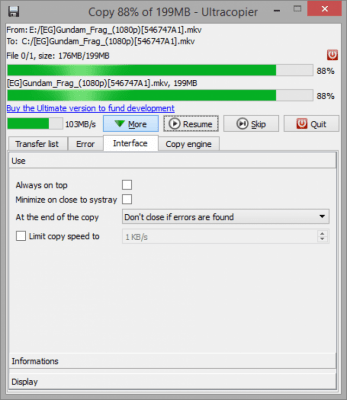 Capture d'écran de l'application Ultracopier Free - #7