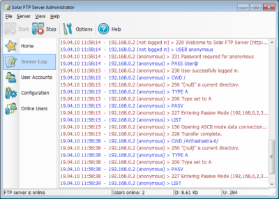 Capture d'écran de l'application Solar FTP Server - #1