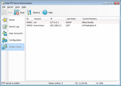 Capture d'écran de l'application Solar FTP Server - #2